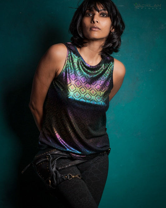 Holographic Rainbow Tank Top-STRAWBERRY
