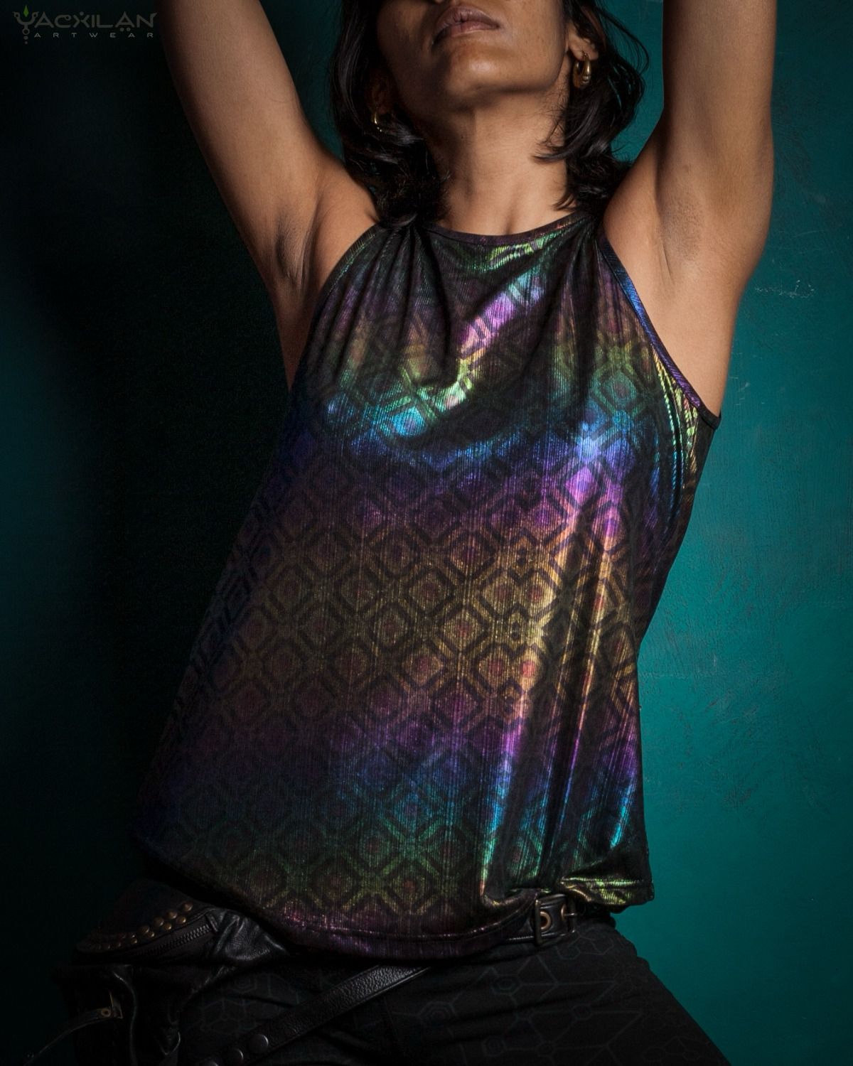 Holographic Rainbow Tank Top-STRAWBERRY