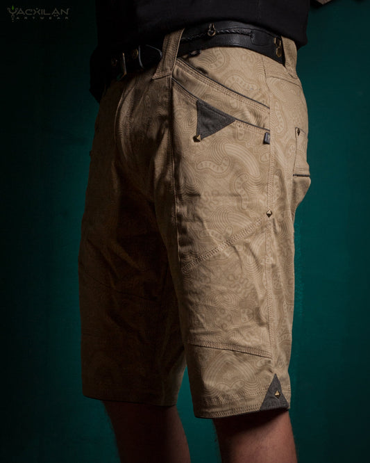 FLYING SHORT MEN DOUBLE POCKET / COTTON SCREENPRINT - SAND MYCELIUM