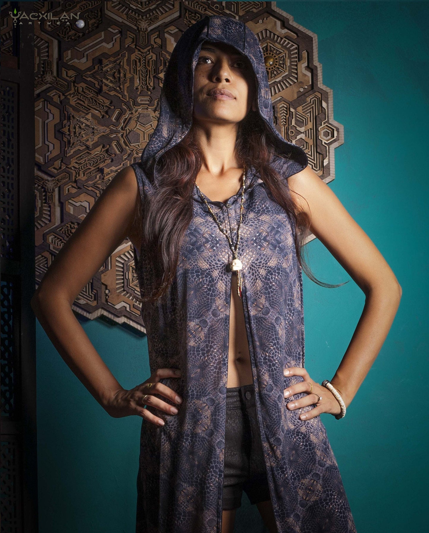 HOODED LONG DRESS WOMAN / VISCOSE - GATOR X