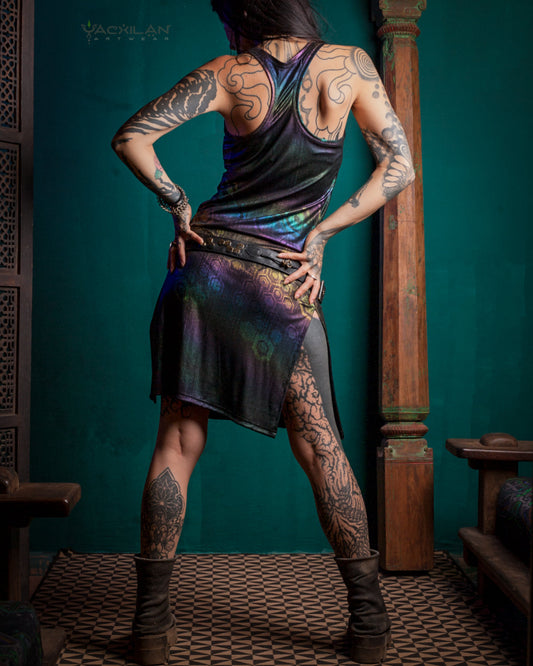 FITTED DRESS / HOLOGRAPHIC RAINBOW KNITS - MYCELIUM