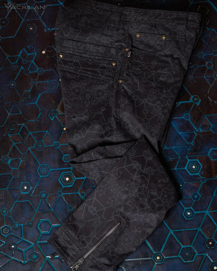 Pants Men / Twill Stretchy Screenprinted - Black SHAMANKA