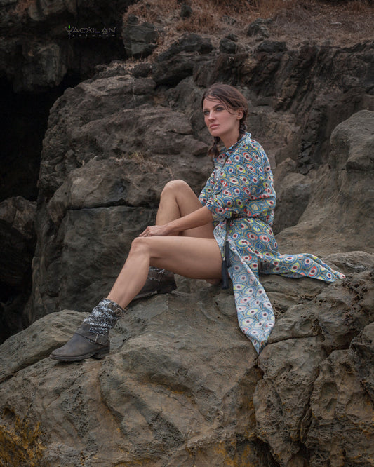 DRESS LONGSLEEVE WOMAN / ZAAFARAÏ COTTON SILK -ALL EYES ON YOU