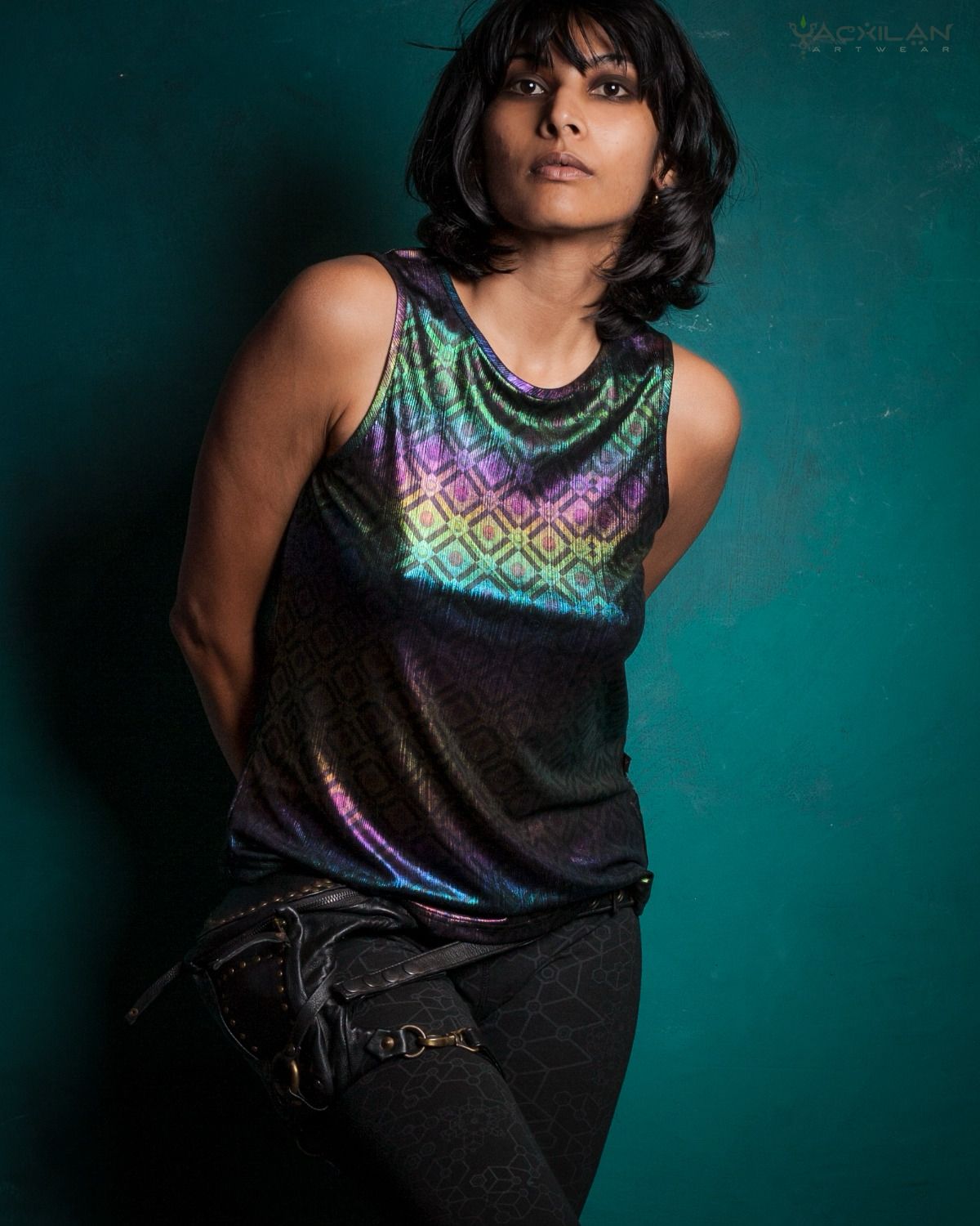 Holographic Rainbow Tank Top-STRAWBERRY