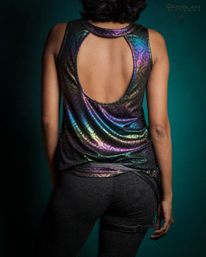 Holographic Rainbow Tank Top-STRAWBERRY