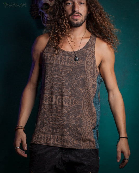 A-TANK MEN / BAMBOO VEG PRINT - BROWN POPPYFIELDS