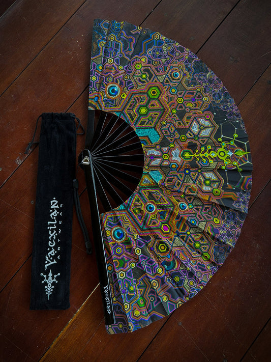 Hand Fan Big / Wood UV Reactive – ASTROCORAL
