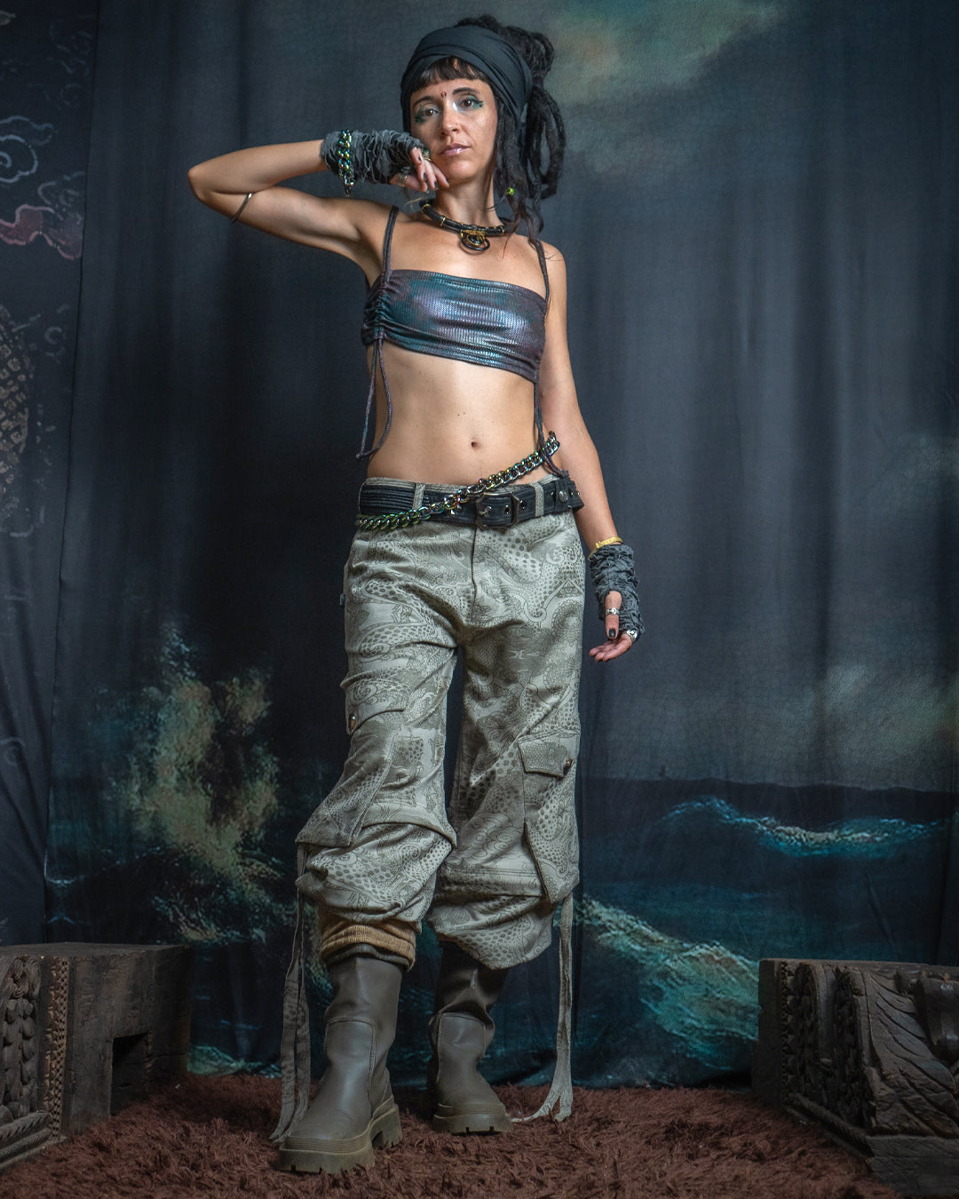 Pants Woman / Baggy Pockets TR Stretchy - Cream DRAGONS