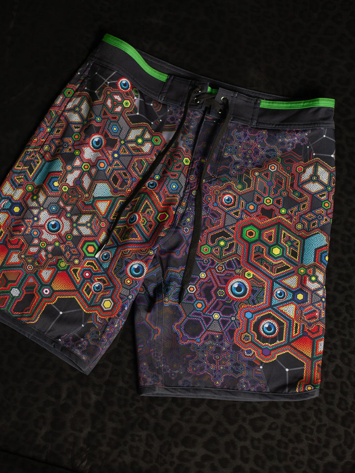 Boardshort Men Green Line / Fast Dry ASTROCORAL
