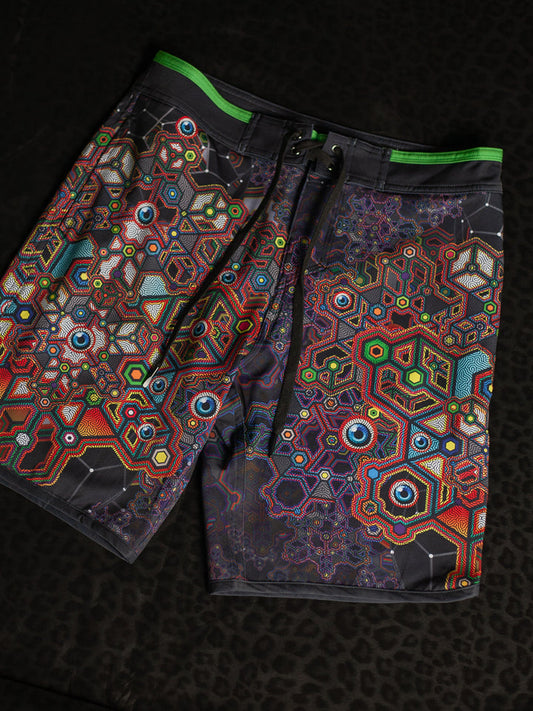 Boardshort Men Green Line / Fast Dry ASTROCORAL