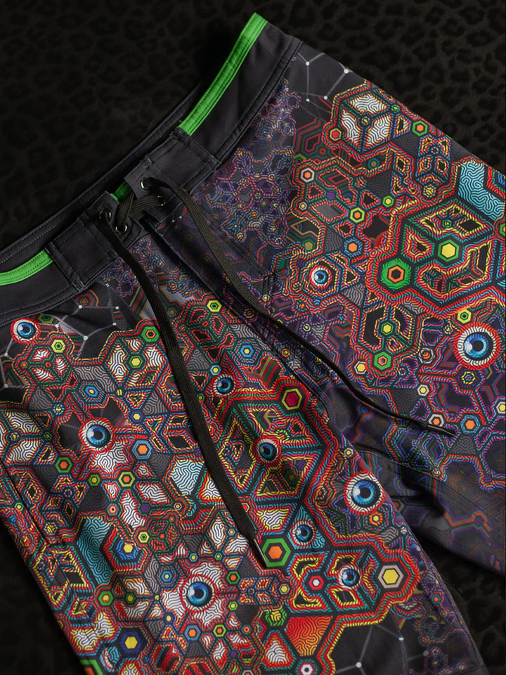 Boardshort Men Green Line / Fast Dry ASTROCORAL