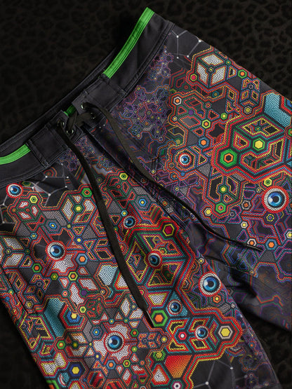 Boardshort Men Green Line / Fast Dry ASTROCORAL