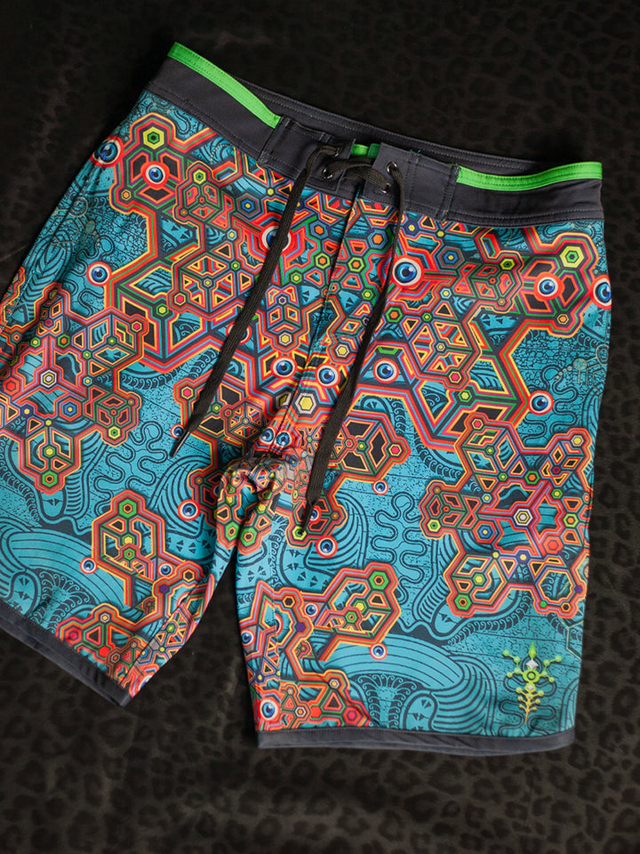 Boardshort Men Green Line / Fast Dry - ATLANTIS