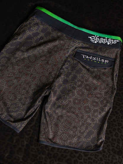 Boardshort Men Green Line / Fast Dry - LEOPARDUS LAGARTIKA