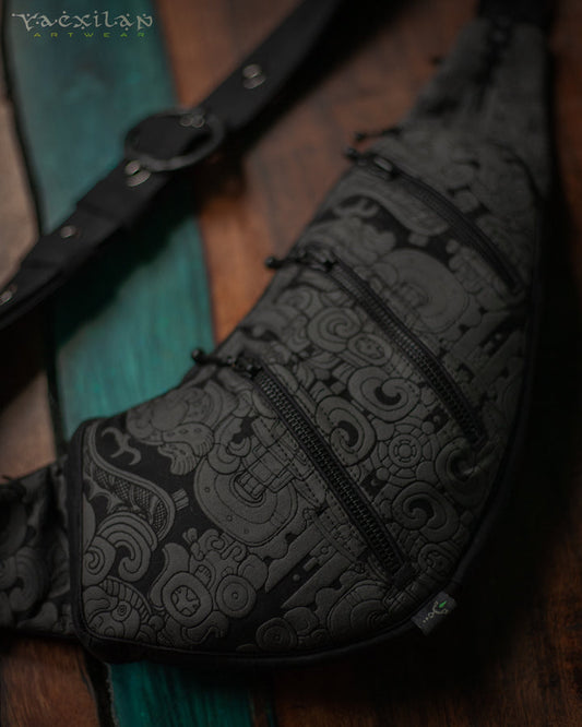 Botta Bag / Cotton Printed Buckle - Black MAYAN CODEX