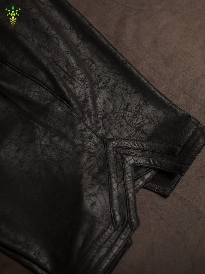 Boxing Short Black Mountain / Fake Leather Licra - CRACKED PIRATE