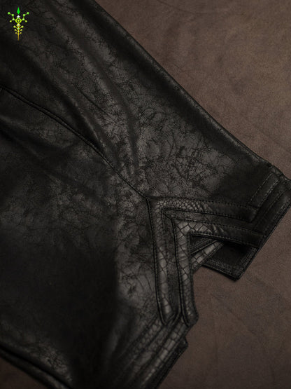 Boxing Short Black Mountain / Fake Leather Licra - CRACKED PIRATE