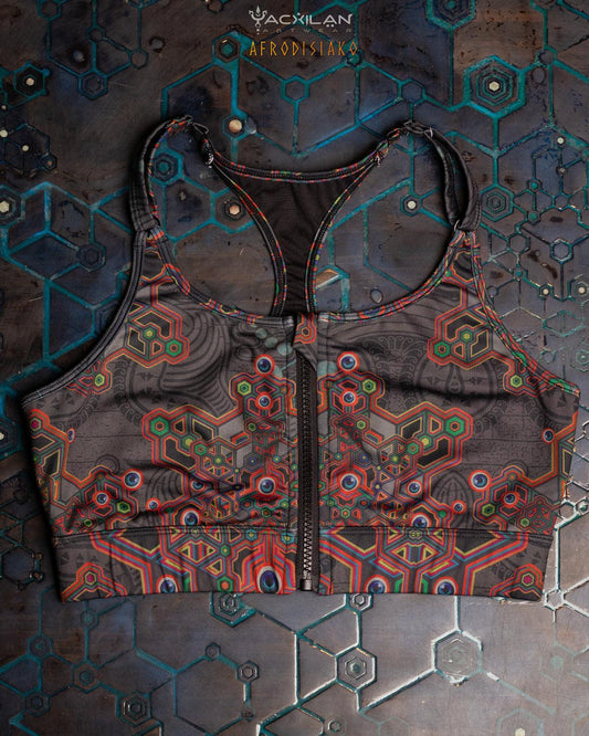 YAXCILAN CROP-TOP WOMAN / SPORTWEAR BRATOP ZIP- AFRODISIAKO