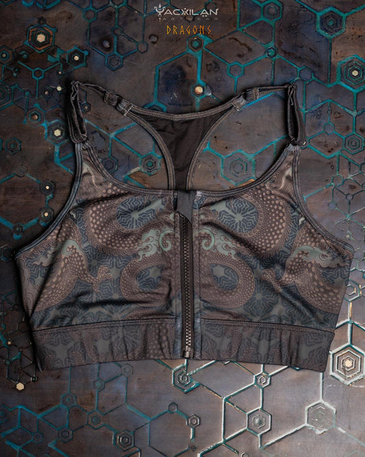 YAXCILAN CROP-TOP WOMAN / SPORTWEAR BRATOP ZIP- DRAGON