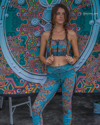 YAXCILAN CROP-TOP WOMAN / SPORTWEAR BRATOP ZIP- ATLANTIS