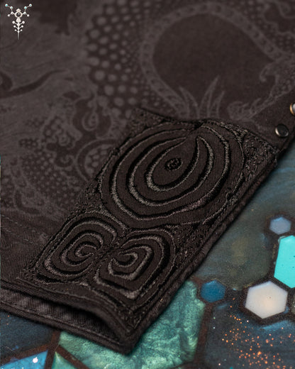 CORSAIRE MEN / STRETCHY DENIM DIGITAL EMBROIDERY AND LASER PRINT - BLACK IKARO DRAGONS