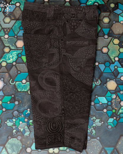 CORSAIRE MEN / STRETCHY DENIM DIGITAL EMBROIDERY AND LASER PRINT - BLACK IKARO DRAGONS