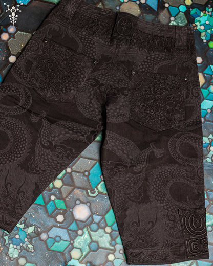 CORSAIRE MEN / STRETCHY DENIM DIGITAL EMBROIDERY AND LASER PRINT - BLACK IKARO DRAGONS