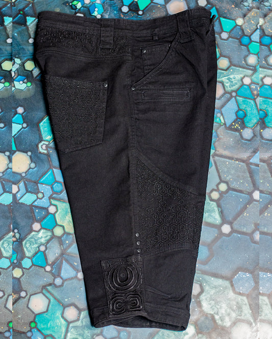 CORSAIRE MEN / STRETCHY DENIM DIGITAL EMBROIDERY - BLACK KAMBOZII