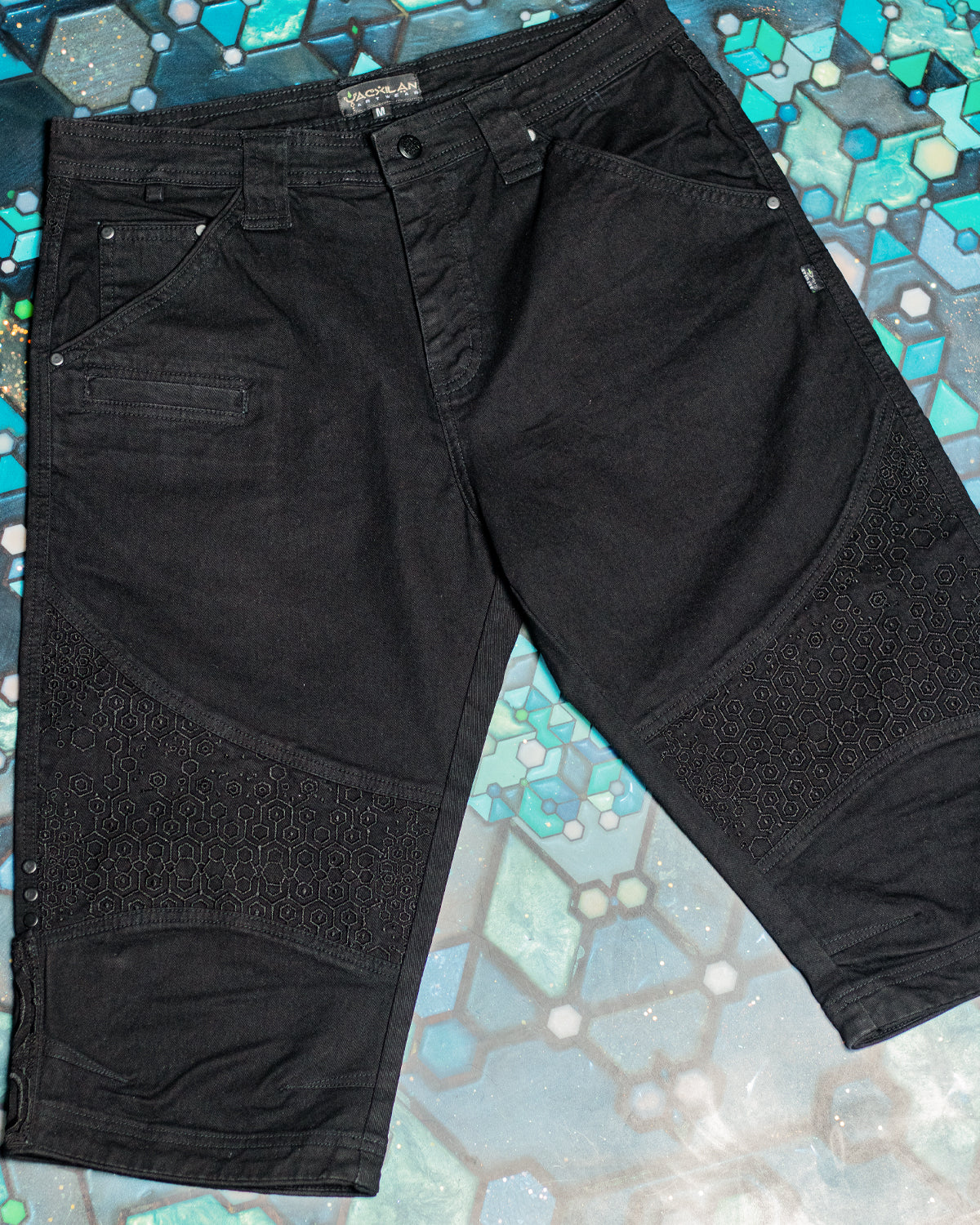 CORSAIRE MEN / STRETCHY DENIM DIGITAL EMBROIDERY - BLACK KAMBOZII