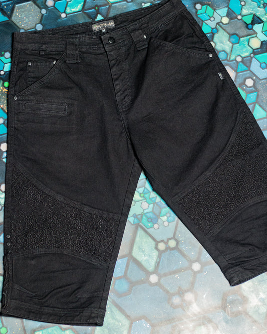 CORSAIRE MEN / STRETCHY DENIM DIGITAL EMBROIDERY - BLACK KAMBOZII