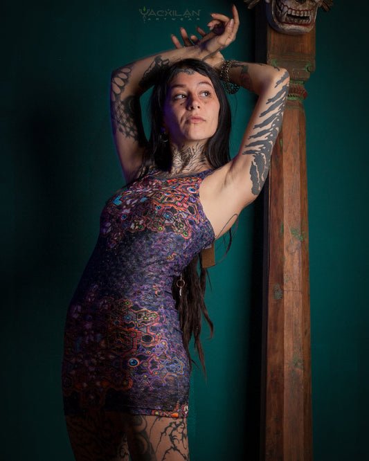 DRESS WOMAN / PSYCHEDELIC LACE - CORALBLAST