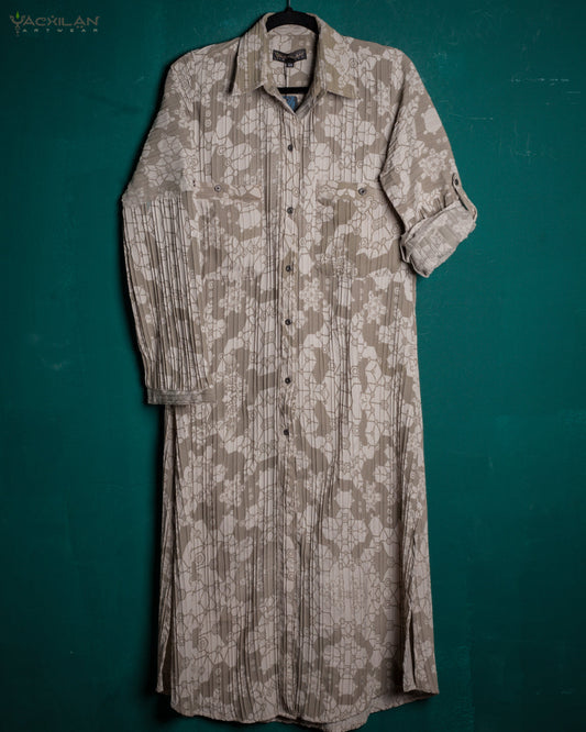 DRESS LONGSLEEVE WOMAN / ZAAFARAÏ STRIPPY BONE -SHAMANKA