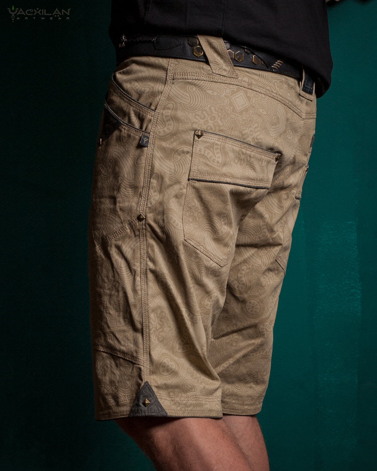 FLYING SHORT MEN DOUBLE POCKET / COTTON SCREENPRINT - SAND MYCELIUM