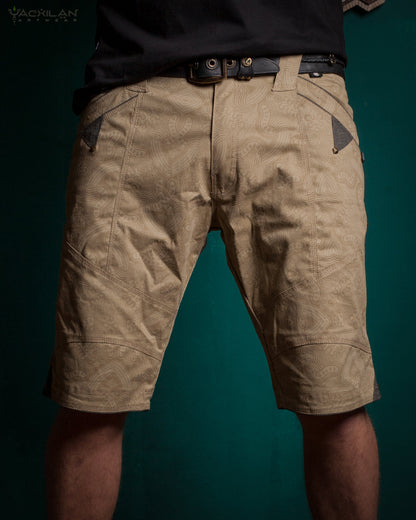 FLYING SHORT MEN DOUBLE POCKET / COTTON SCREENPRINT - SAND MYCELIUM