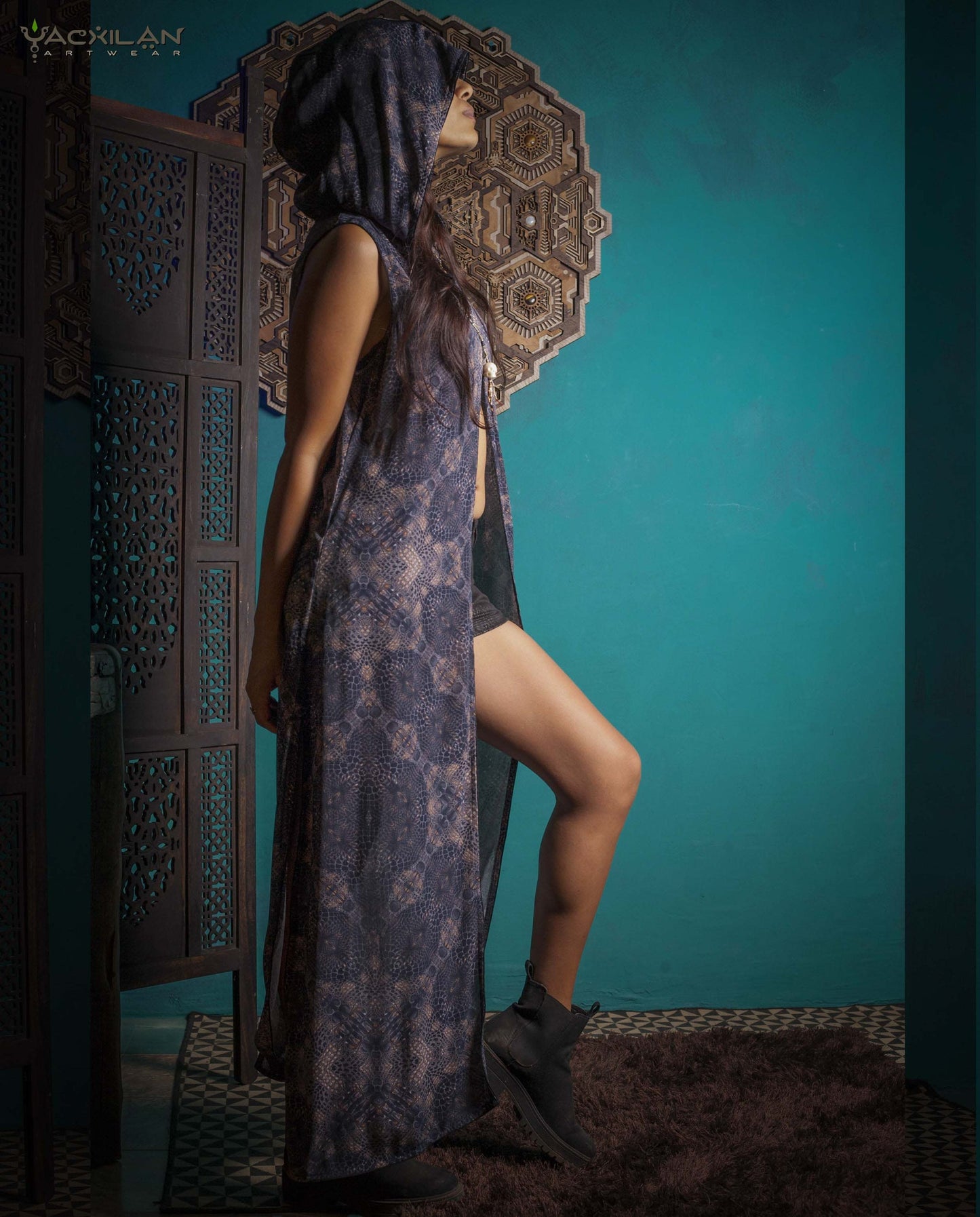 HOODED LONG DRESS WOMAN / VISCOSE - GATOR X