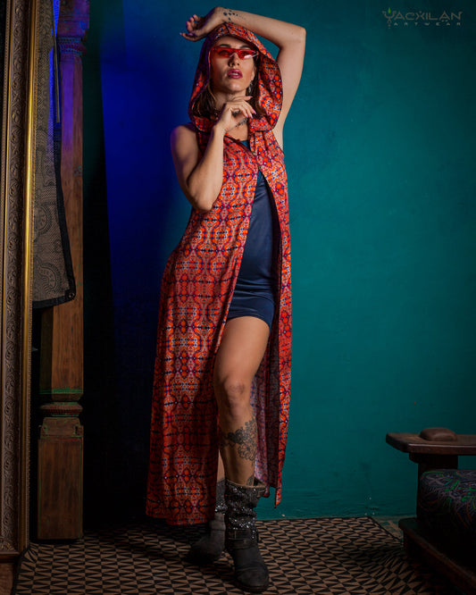 HOODED LONG DRESS WOMAN / VISCOSE -REDER