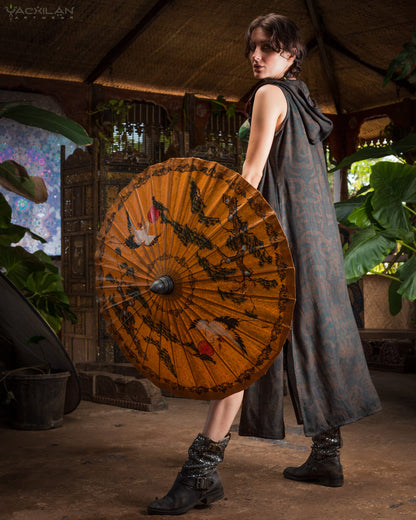 HOODED LONG DRESS WOMAN / VISCOSE - GOLDEN DRAGON