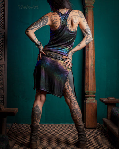 FITTED DRESS / HOLOGRAPHIC RAINBOW KNITS - MYCELIUM