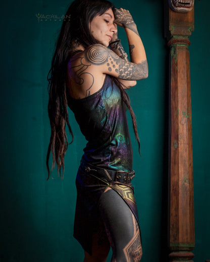 FITTED DRESS / HOLOGRAPHIC RAINBOW KNITS - MYCELIUM