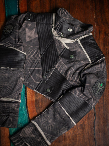 Crop Jacket Woman Neotokyo Punk / Cotton Looper Fake Leather - SANDOKAN