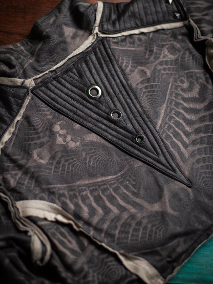 Crop Jacket Woman Neotokyo Punk / Cotton Looper Fake Leather - SANDOKAN