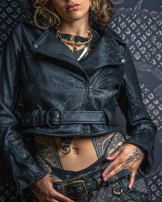 Mini Perfecto Jacket Woman / Fake Leather - Black BOA