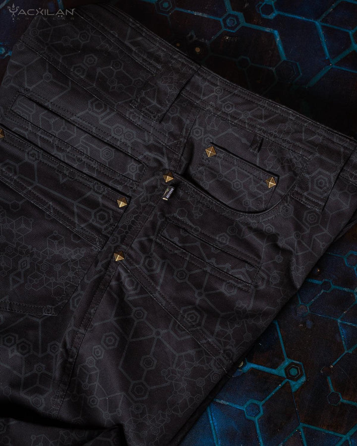 Pants Men / Twill Stretchy Screenprinted - Black SHAMANKA