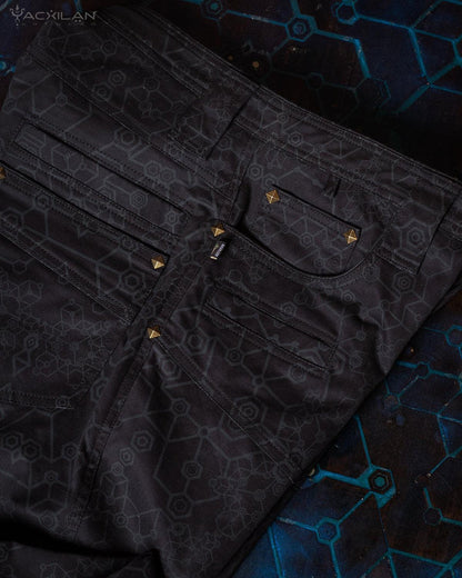 Pants Men / Twill Stretchy Screenprinted - Black SHAMANKA