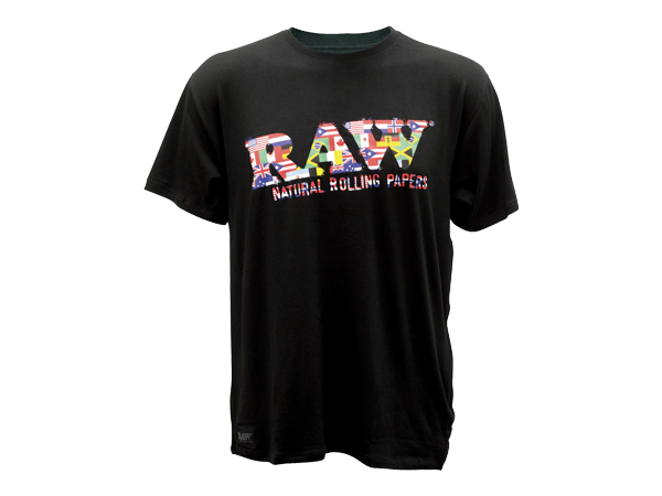 RAW-T-shirt black w-flag logo