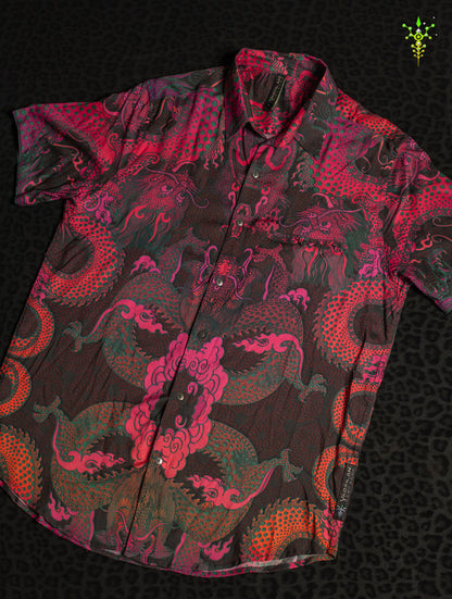 Shirt Men Half Sleeves / Bamboo - FIRE DRAGONS