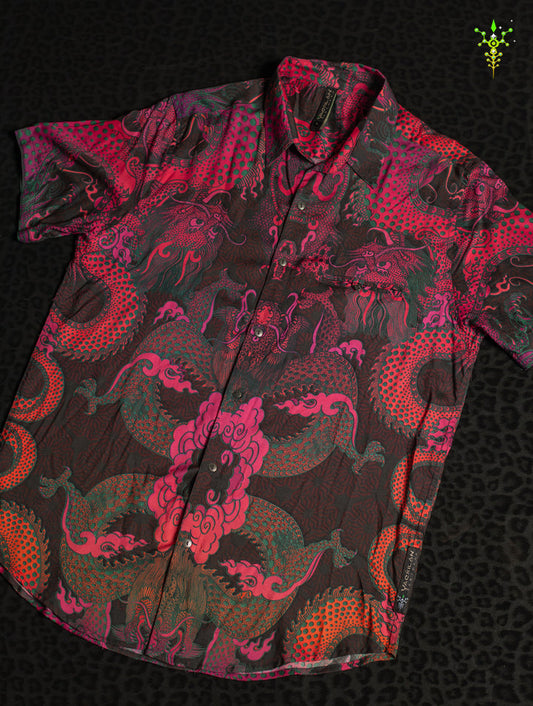 Shirt Men Half Sleeves / Bamboo - FIRE DRAGONS
