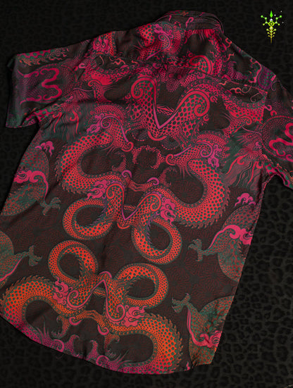 Shirt Men Half Sleeves / Bamboo - FIRE DRAGONS