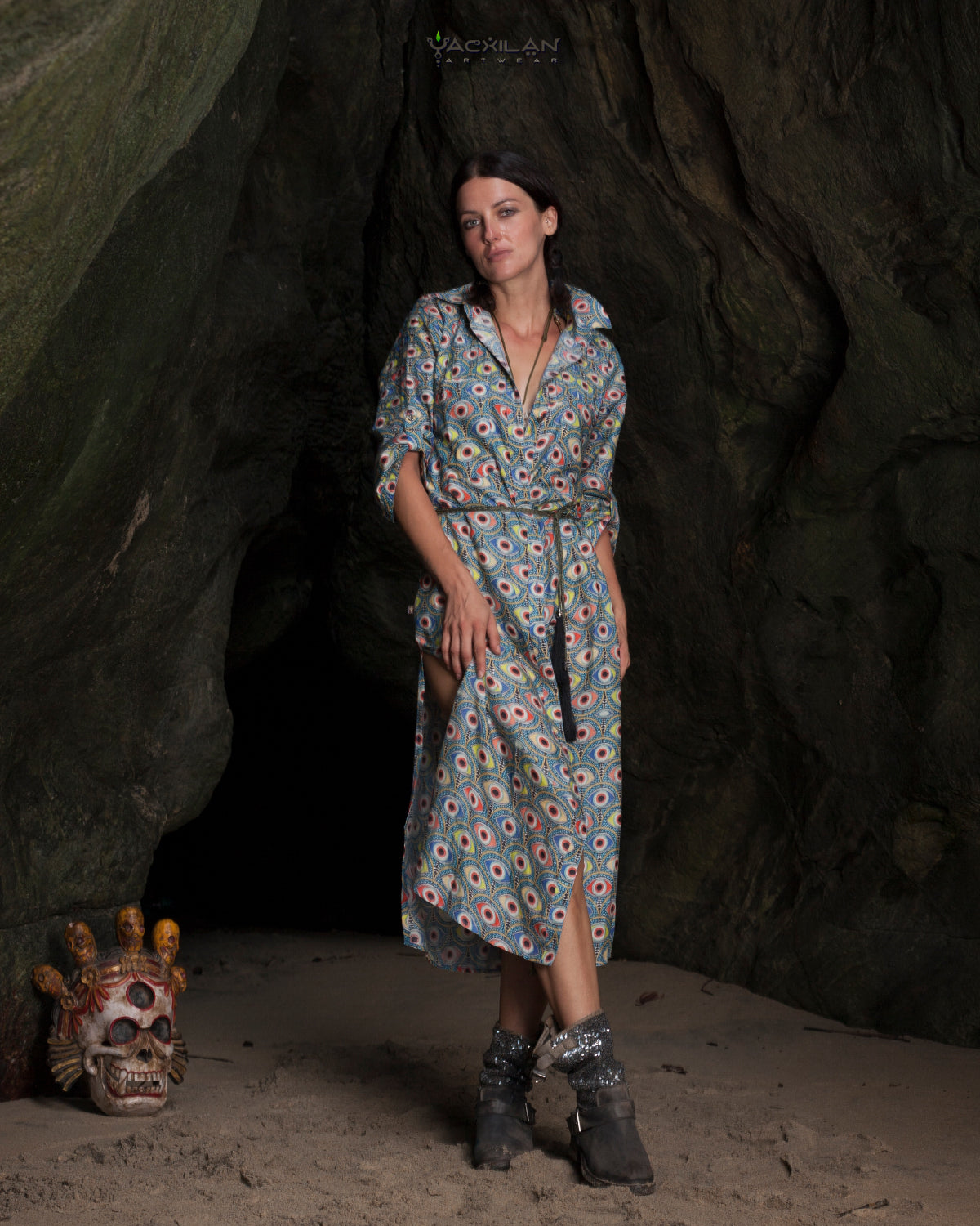 DRESS LONGSLEEVE WOMAN / ZAAFARAÏ COTTON SILK -ALL EYES ON YOU