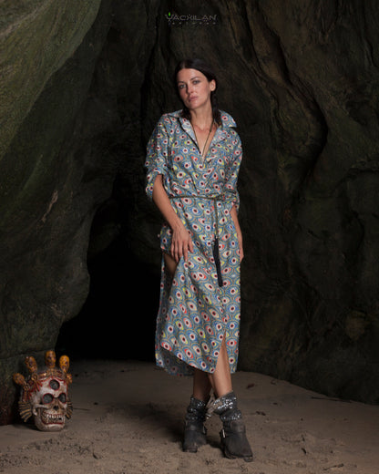 DRESS LONGSLEEVE WOMAN / ZAAFARAÏ COTTON SILK -ALL EYES ON YOU